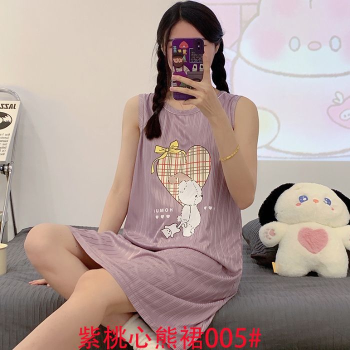 Chaleco al por mayor transfronterizo camisón mujeres verano lindo pozo versión coreana nuevo estilo caliente vestido de pijama ropa de hogar