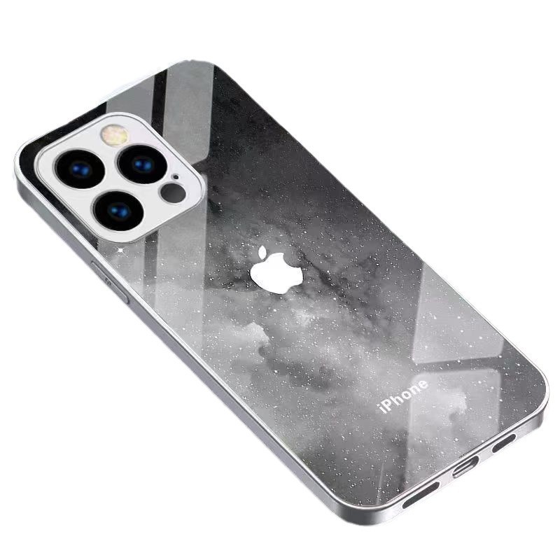 高級星空ロゴ入り、Apple 17Pro、iPhone16、ガラス製15、新型14、高級8対応、耐衝撃性のあるスマホケース|undefined