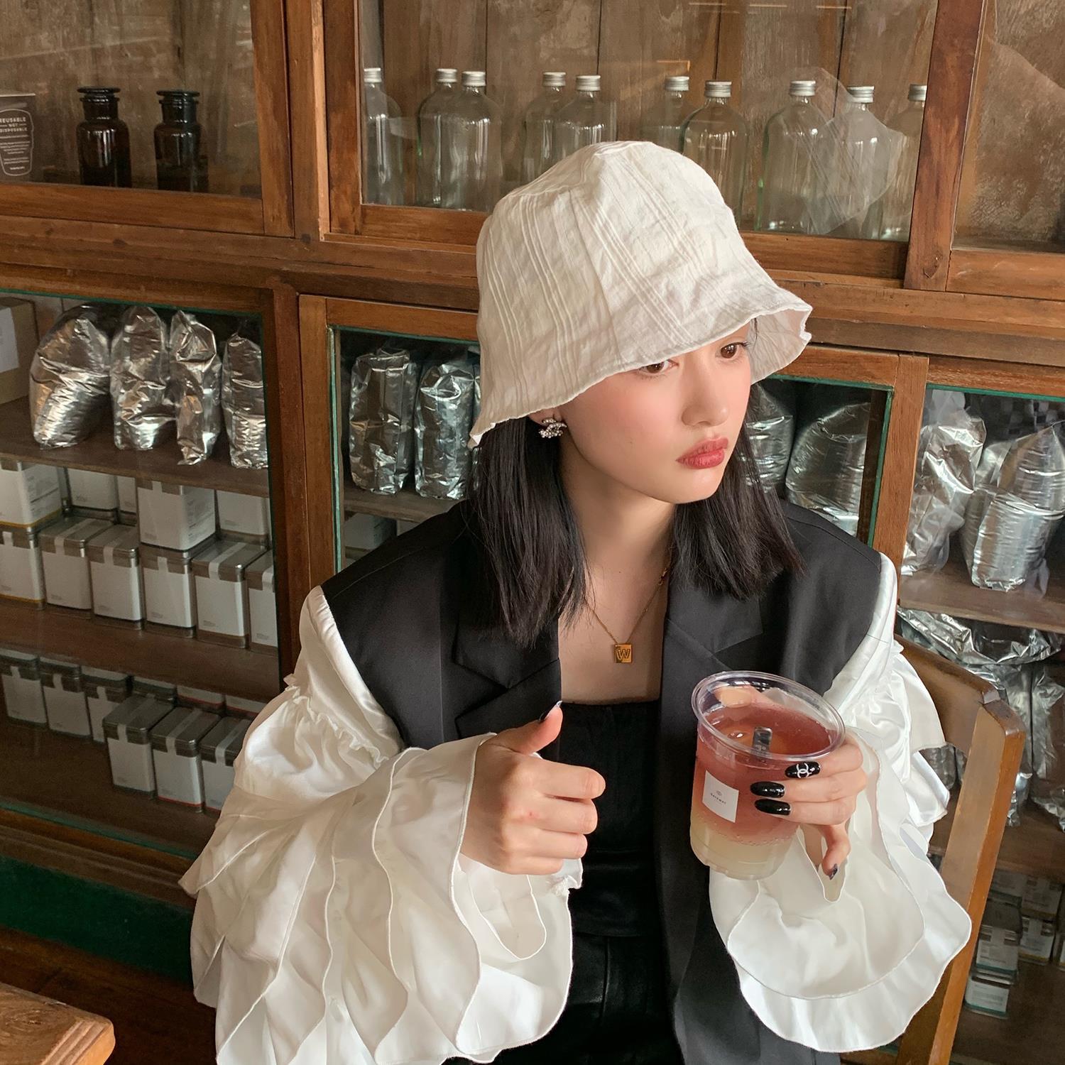 帽子女ins韩版复古休闲渔夫帽春夏薄款遮阳水桶帽显脸小网红盆帽