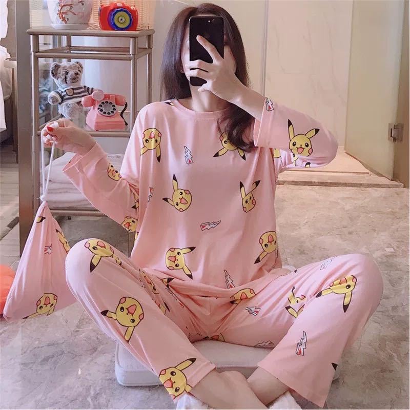 Pijamas de manga larga de las mujeres de primavera y otoño más tamaño pijamas de verano de las mujeres ropa de abrigo estilo coreano pijamas de las mujeres más tamaño traje de desgaste para el hogar image 14