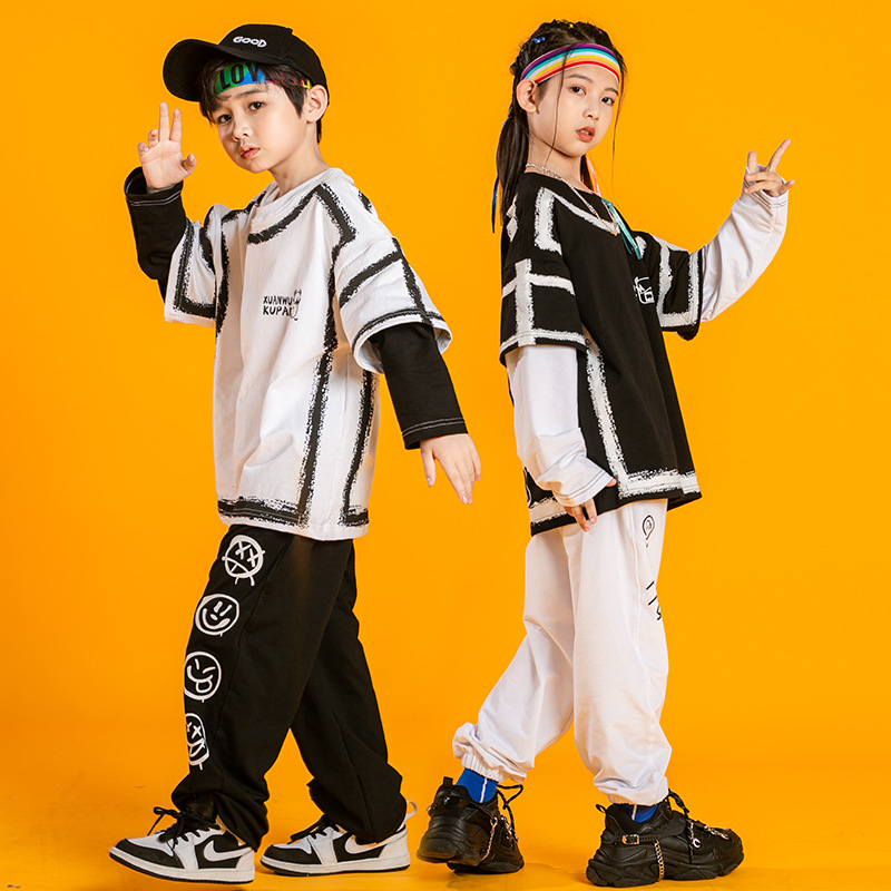 Ventas mensuales [500 +] nueva ropa de rendimiento para niños Estilo occidental niños medianos y grandes Niños de manga larga de dos piezas de moda suelta