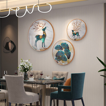 JX55新中式鹿轻奢餐厅装饰画北欧现代简约厨房背景墙壁画过道挂件