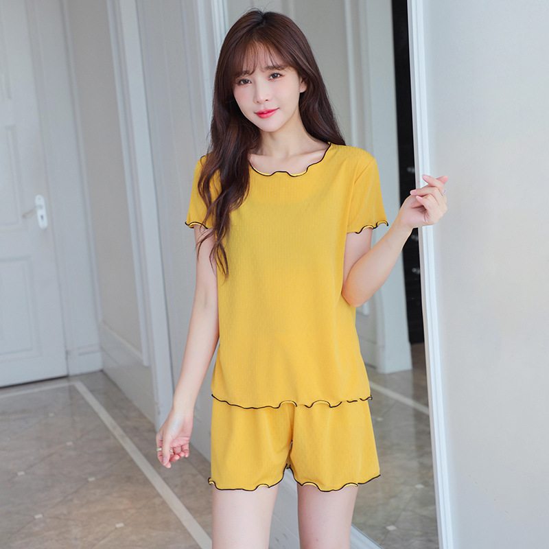 Pajamas Women's Summer 2025 New Ice Silk Thin Loose plus size with Chest Pad Home Clothes Two-piece Suit Wholesale