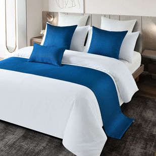 Mediterranean Blue Hotel Bed Flag Bed Tail Towel Foreign Trade Homestay Bed Tail Towel Household Bedclothes Bed Tail Pad