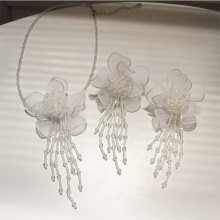 森系新娘新款超仙串珠流苏颈链梦幻蕾丝花朵锁骨链甜美项链配饰品