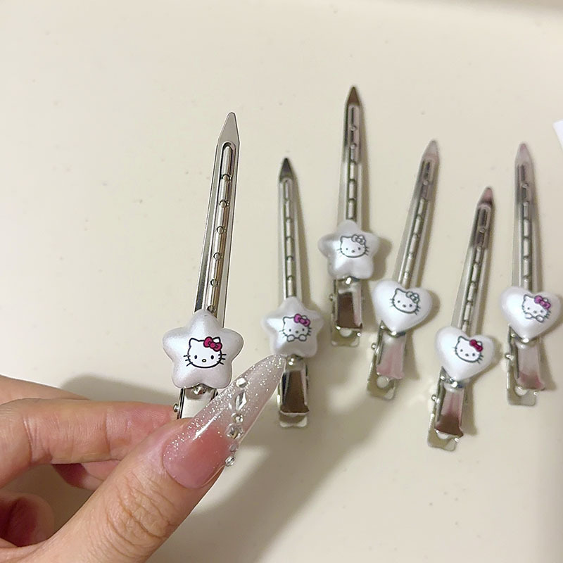 新しい甘いシルバーのリボンラブスターシェイプクリップ口クリップヘアピン前髪クリップサイドクリップヘアアクセサリー女性用|undefined
