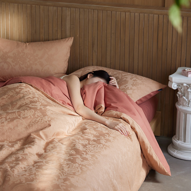 100% de algodón en relieve Jacquard cuatro piezas de cama cuatro piezas de cama de clase A sábanas de algodón de grado madre y bebé sábanas de cama
