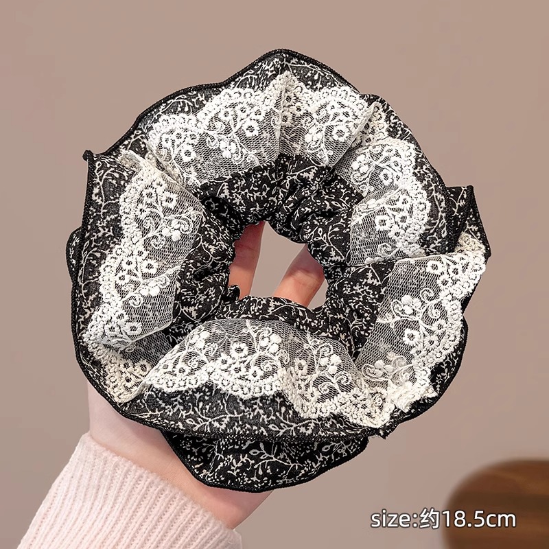 Encaje retro francés, diadema de intestino grueso, mujer 2025, nuevo estilo, cuerda para el cabello, banda de goma, lazo, dulce cuerda para el cabello, accesorios para el cabello