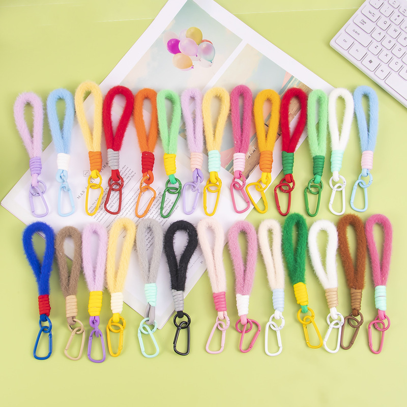 New Style Lanyard Water Bottle Short Dopamine-Colored Rope Wrist Keychain Pendant Neck Chain