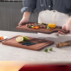 輸入牛肉ステーキプレート木製トレイ寿司プレート洋食レストラン木製ステーキプレート長方形パンまな板