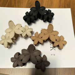 クロスボーダー大型ミルクコーヒー色の花クリッププルメリアヘアピンレトロレディース後頭部爪クリップサメクリップヘアアクセサリー