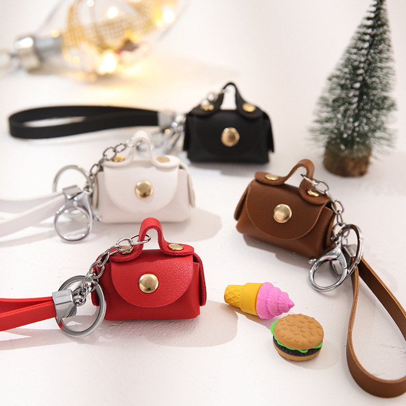 Pu Hand Strap Coin Purse Keychain Creative Bag Pendant Cute Mini Portable Earphone Data Cable Storage Bag