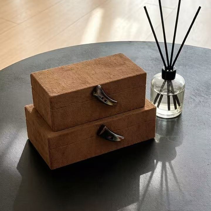 Alhajero Retro de Terciopelo y Madera para Sala de Estar