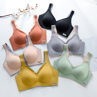 New Original One-piece latex glossy underwear wireless sports push up sexy vest breathable simple bra