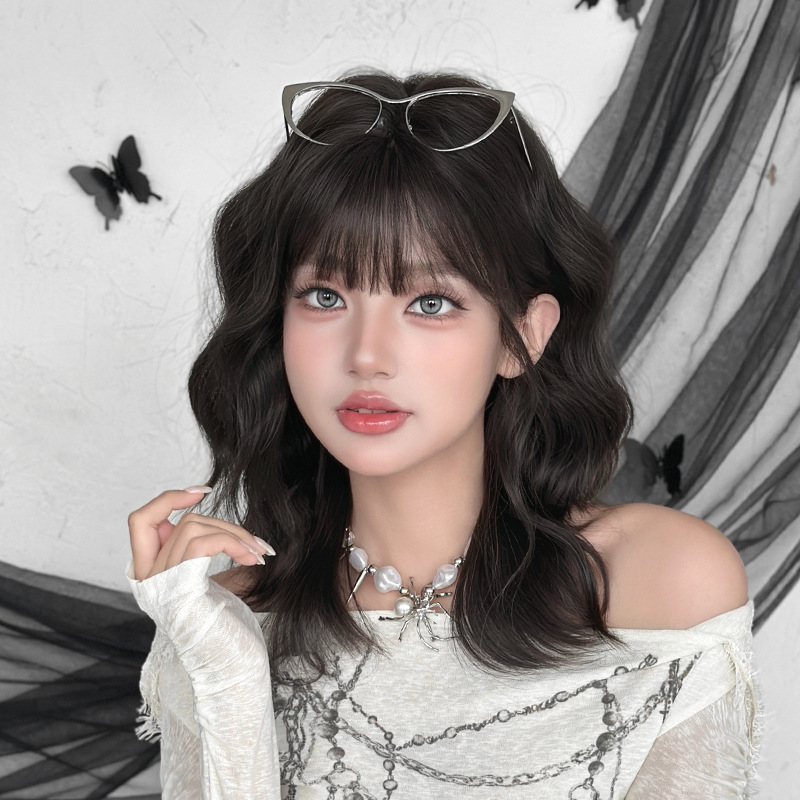 Women's medium-long curly wig, wholesale from manufacturer, egg curl shawl full headpiece, synthetic fiber, high-quality realistic curls Women's medium-long curly wig, wholesale from manufacturer, egg curl shawl full headpiece, synthetic fiber, high-quality realistic curls