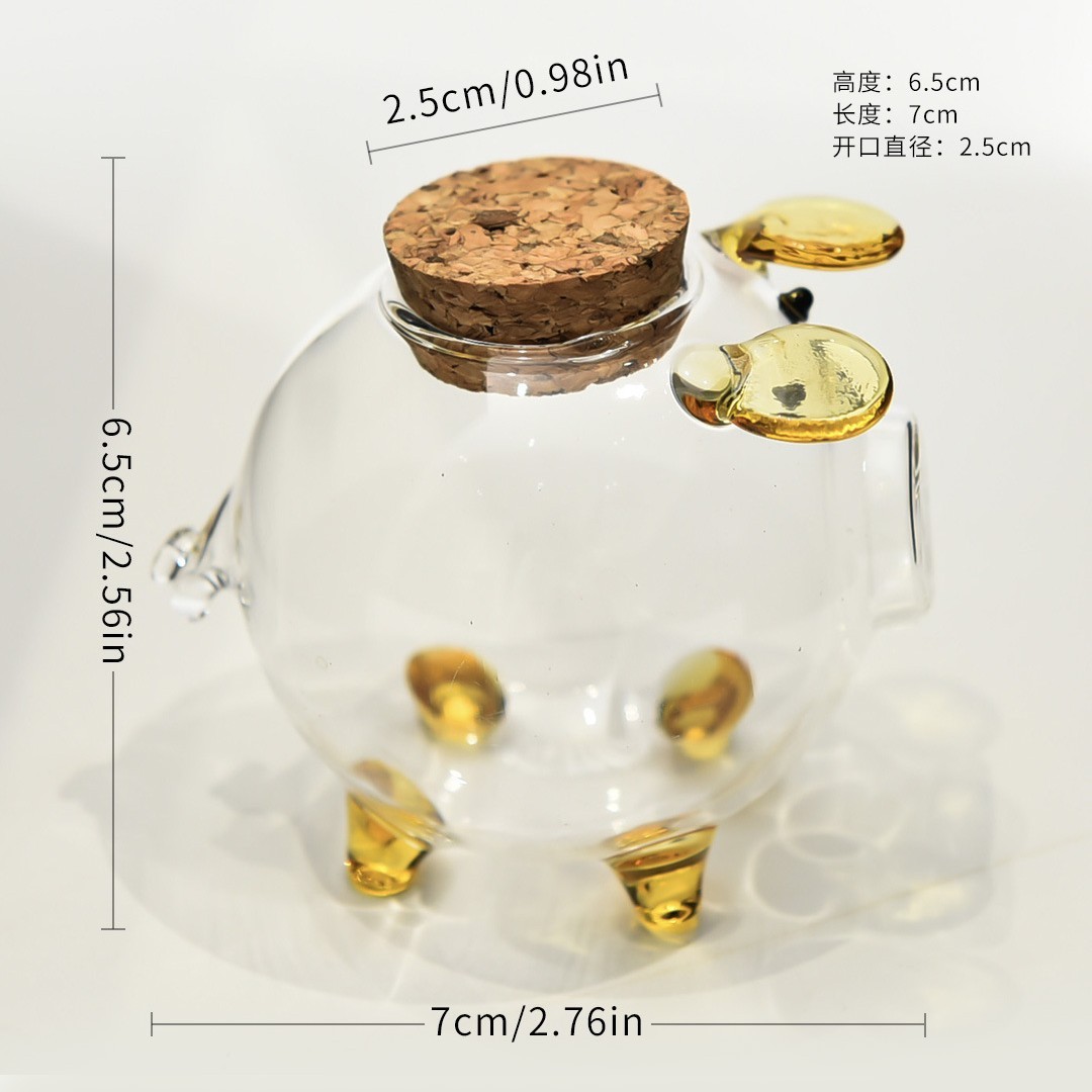 Vidrio con alto contenido de borosilicato mini cuajando frijoles dorados alcancía olla de almacenamiento de frijoles dorados botella de deseos fabricante al por mayor