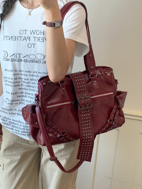 Bolsa de locomotiva de alta capacidad de alta popularidad negra de industria pesada 2026 nueva moda transfronteriza bolso de hombro simple