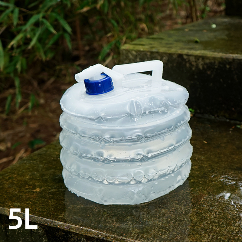 户外5L车载水桶塑料伸缩储水桶折叠水袋带水龙头PE饮水袋野营用具|ms