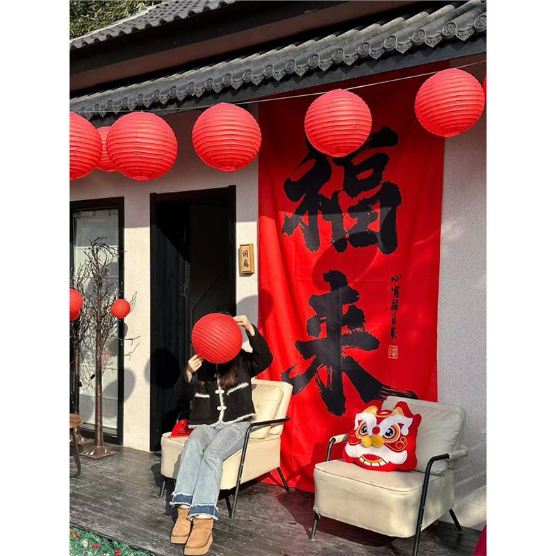 2025 신년 뱀 장식 빨간색 서예 배너 교수형 천 새해 쇼핑몰 이벤트 축제 배열 배경 천