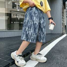 男童水墨画短裤夏装2026新款中大童洋气宽松五分裤儿童夏季中裤潮