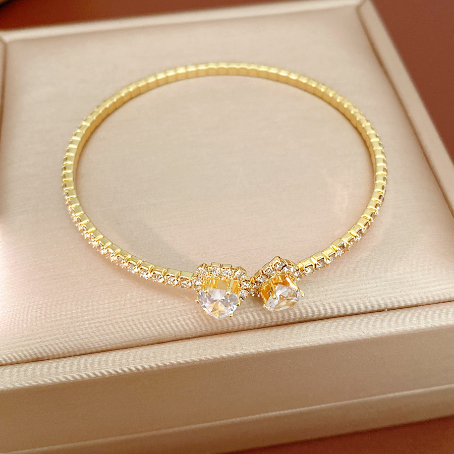 Brazalete de diamantes de amor abierto redondo estilo frío personalidad nicho pulsera de moda ligera lujo alta sensación de joyería al por mayor