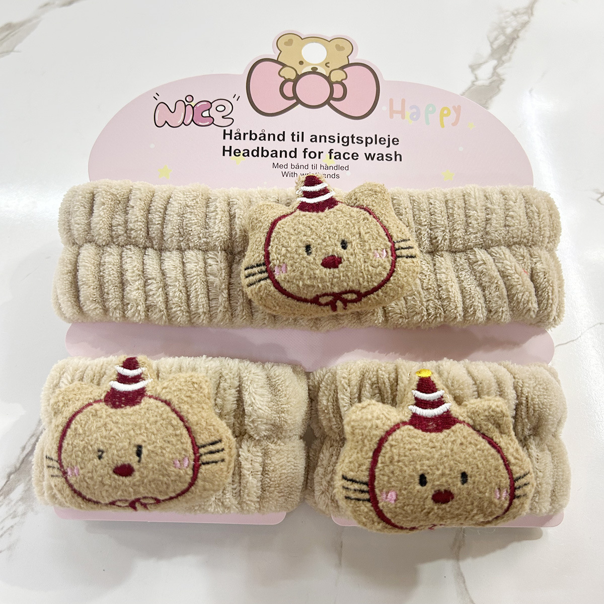 Banda de cabello de moda con tarjeta de papel dulce decoración de animales pequeños de peluche de lavado banda de cabello de dibujos animados correa de muñeca tridimensional