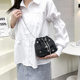 New Bag Women's New Fashionable Foreign Style Bag Textured Internet Red Diamond Shoulder Bag Fashionable Chain Crossbody Bucket Bag