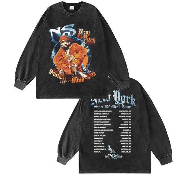 Nasirnas East Coast Rap Nasty Nas Hip Hop Rap Street Suelta Impresión T-Shirt Tops de mangas cortas