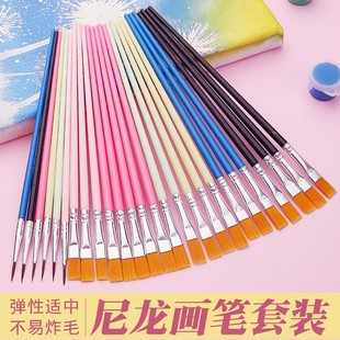 Children's Nylon Wool Digital Oil Paint Brush Hook Line Pen Graffiti Coloring Pigment Tracing Pen Kindergarten Gouache Acrylic Brush