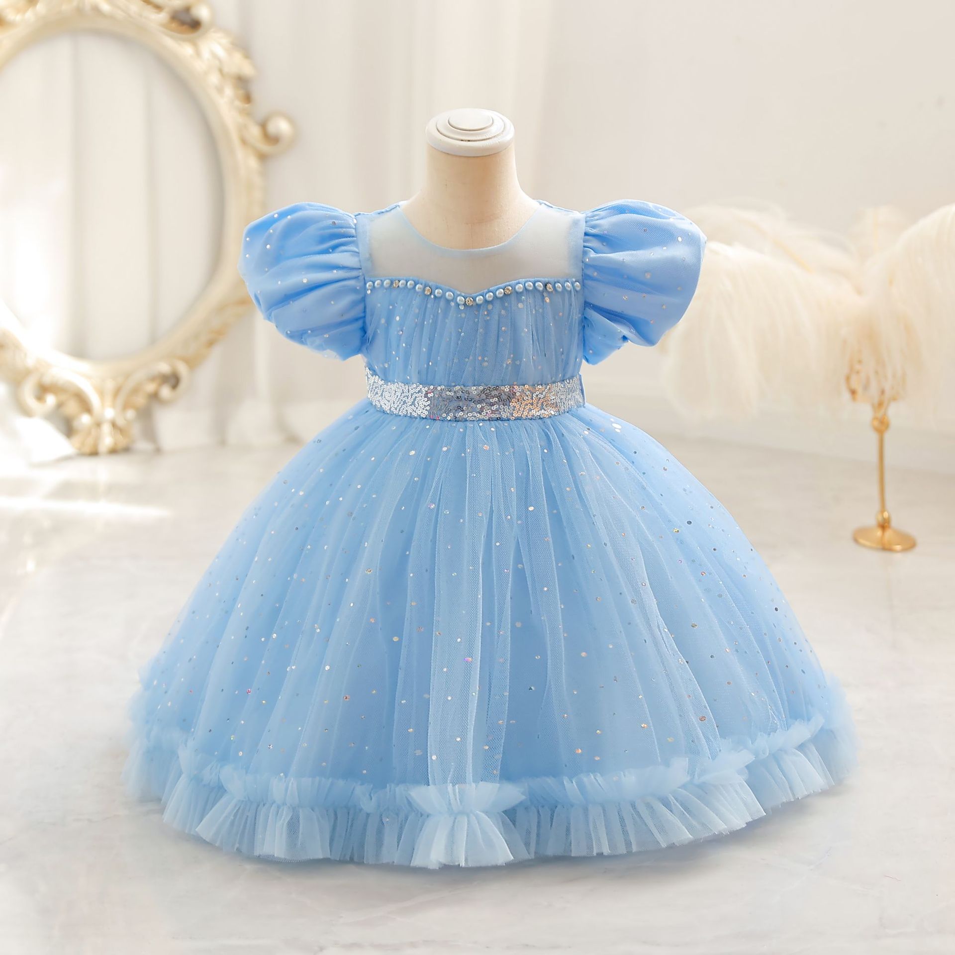 Blumenkind Kleid Kind Prinzessin Kleid Pompadour Kleid Mädchen ein Jahr alt Kind Rock Klammer_voghion.com