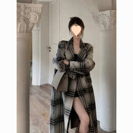 呢子大衣女2024秋冬新款季韩系赫本风宽松加厚小个子高级毛呢外套