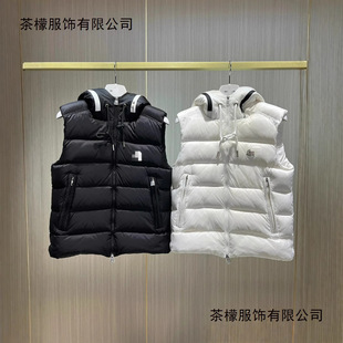 Winter New High Version Stand-Up Collar Hooded Sleeveless Letter down Vest Fashionable and Warm Couple's Same Style Vest Jacket