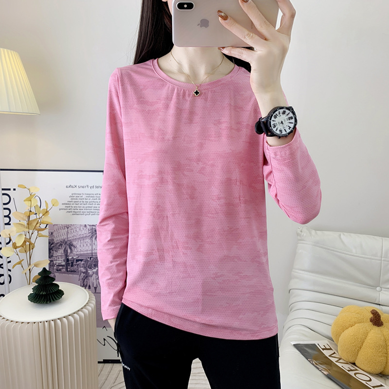 High-Elastic Quick-Dry Women's T-Shirt with Upright Collar, Long Sleeve, Ice Sensation, Fast-Drying, Sporty Running Top, Breathable, Sweat Absorbent, Drape, Hiking Clothes