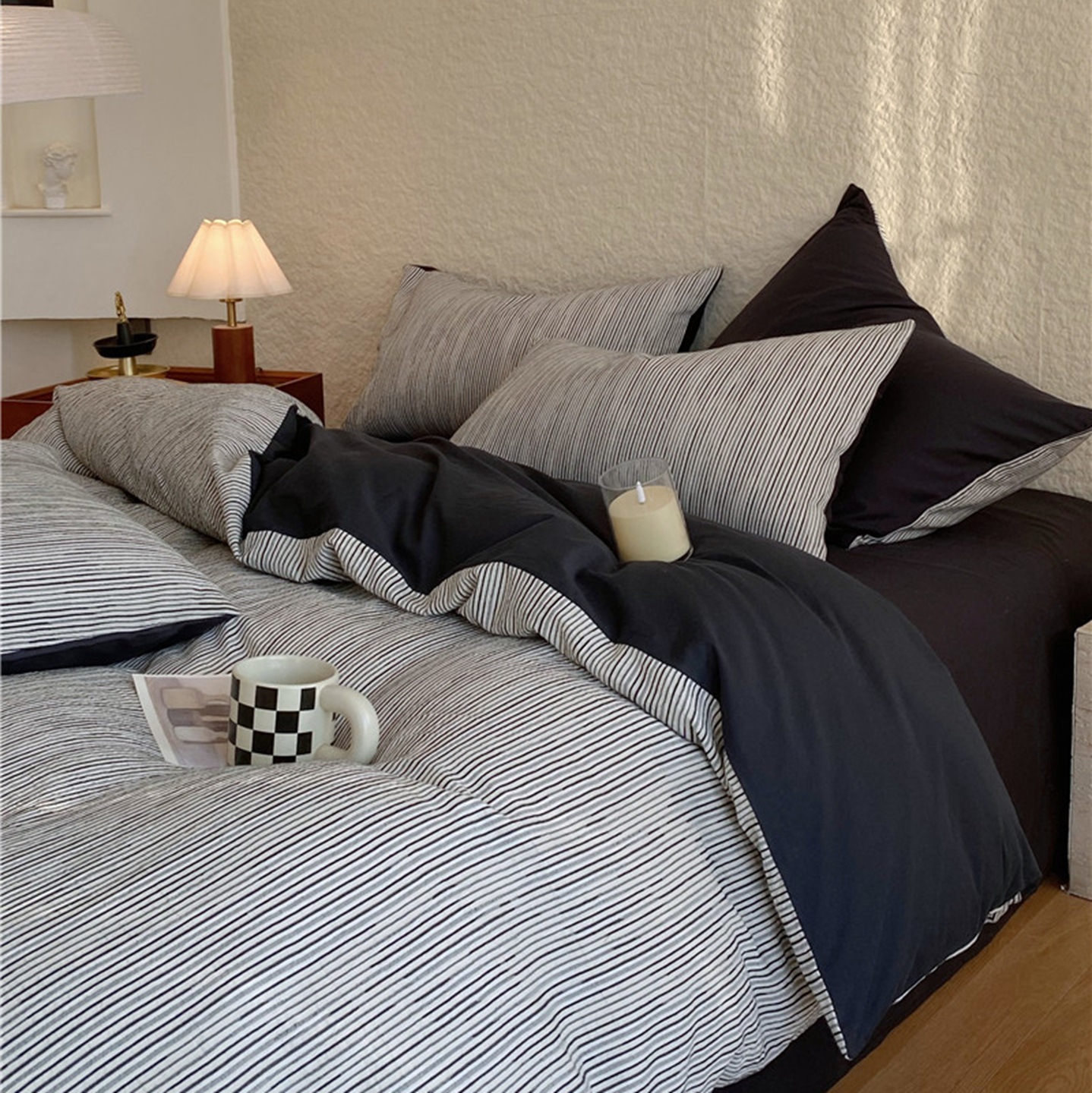 2026新款纯棉纯棉色织肌理纹提花华夫格纯棉轻奢简约款四件套