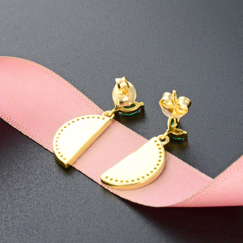 Corea del Sur dulce gota aceite fruta pendientes s925 plata esterlina con incrustaciones de cristal oro limón pieza pendientes para las mujeres