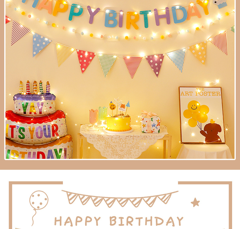Birthday Banner Set For Childrens Party Decorations And Flags_voghion.com