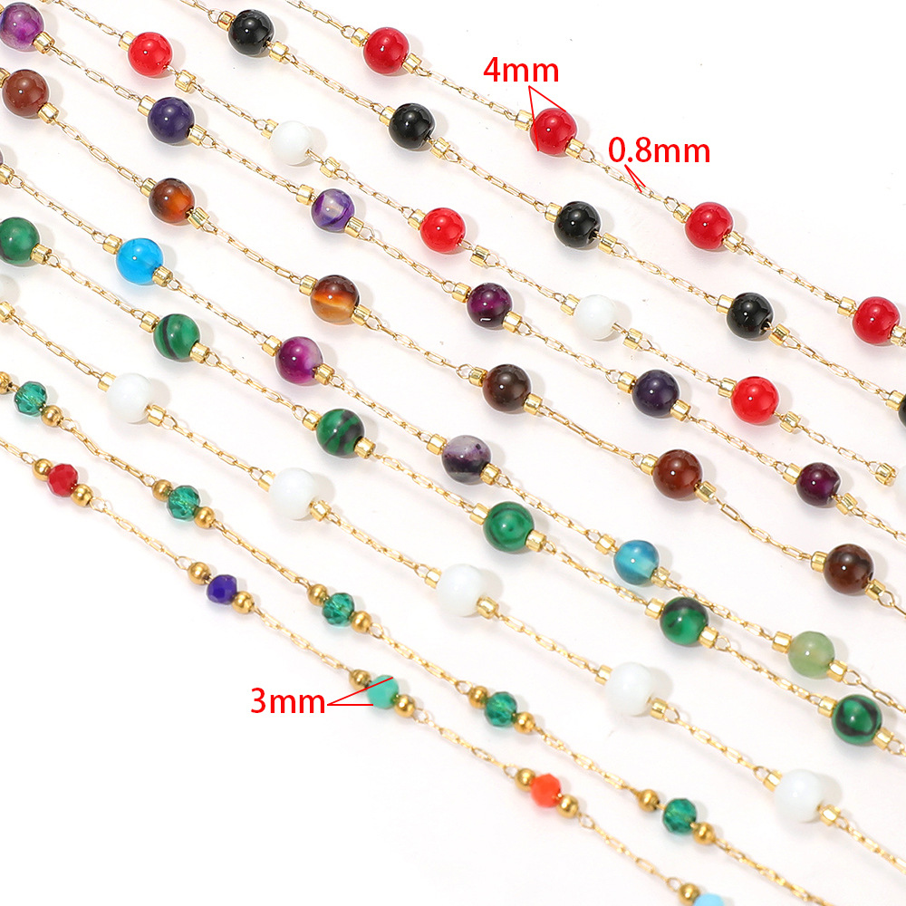 Chain Jewelry Making Type Diameter 3mm, Diameter 4mm Jewelry Making Size DIY Jewelry Accessories Classification 1 M Quantity 1 M 304 Stainless Steel Natural Stone Diameter 3mm Diameter 4mm Jewelry Accessories Chain