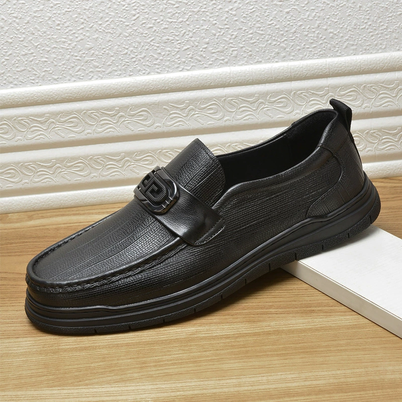 Осень 2023 г. Новые мужские туфли из натуральной воловьей кожи, модные британские мужские туфли с металлической пряжкой, низкие Туфли без шнуровки