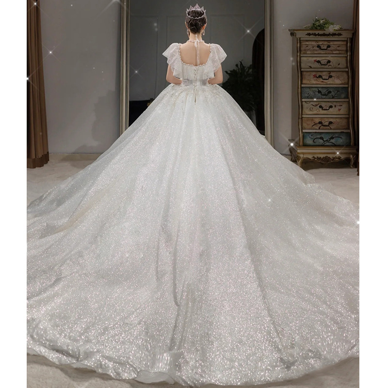 Vestido de novia ligero estilo francés de un solo hombro, modelo 2026, con cola larga para novias embarazadas, vestido de novia de talla grande con cintura alta D85.