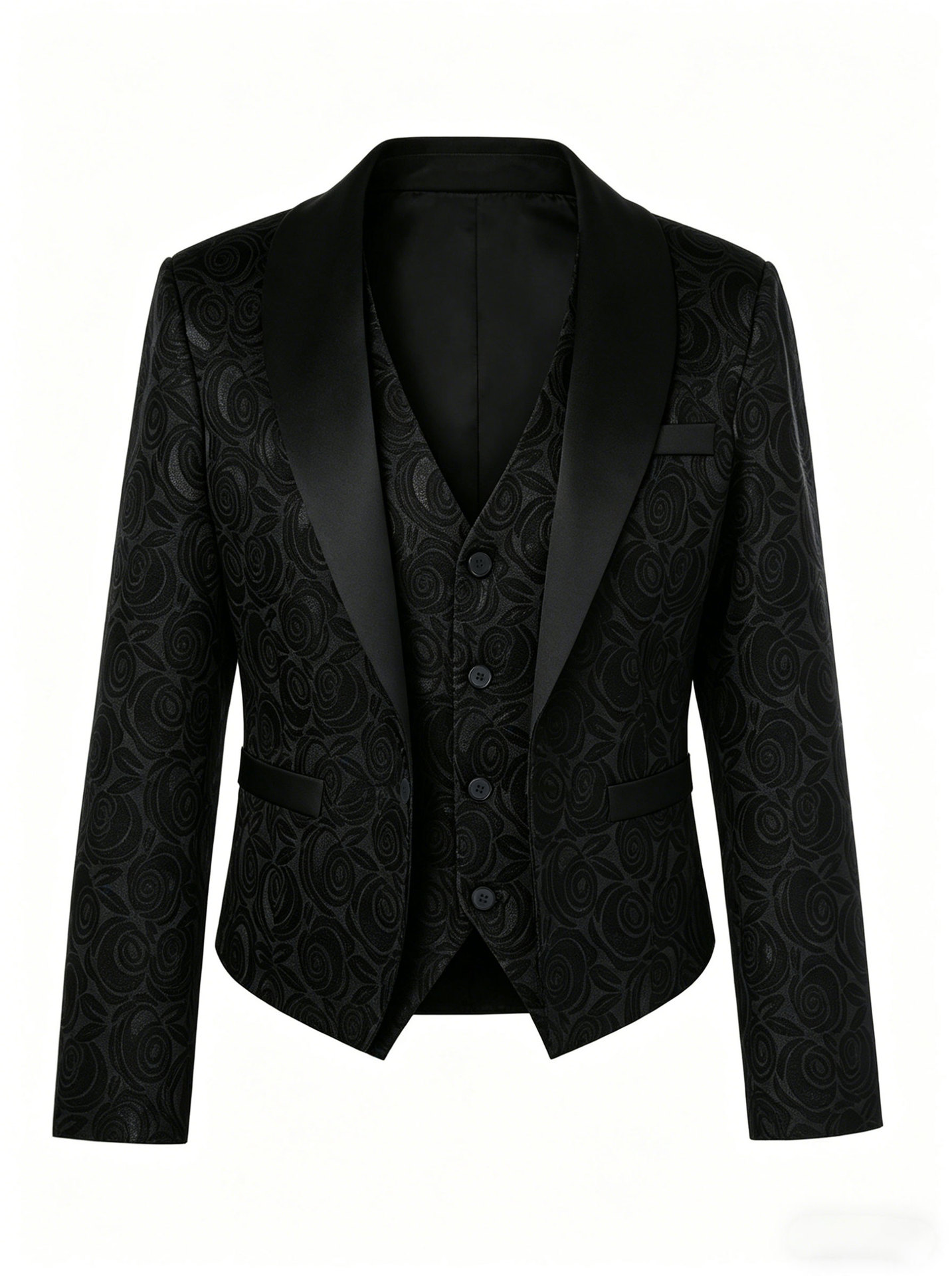 Abito da uomo tre pezzi per cerimonia con giacca e gilet jacquard_voghion.com