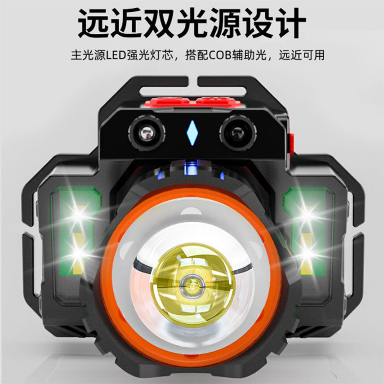 LED頭燈強光可充電遠射防水軍家用超亮頭戴式夜釣魚戶外感應礦燈