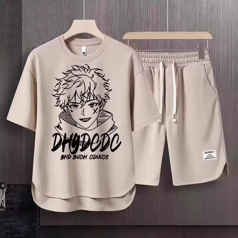 Ensemble t-shirt et short gaufre homme tenue été décontractée_voghion.com