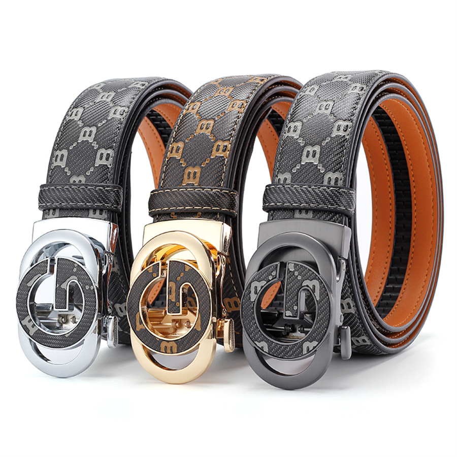 Genuine Leather Men's Belt With Automatic Buckle For Casual Wear_voghion.com