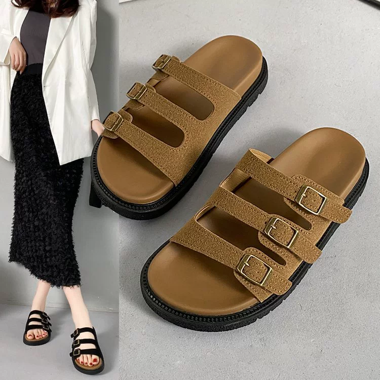 Дикие тапочки с толстой подошва женская летняя мода на мягкой подошвы круто 2025 новый двубортный сетчатый красный пляжный тапочки