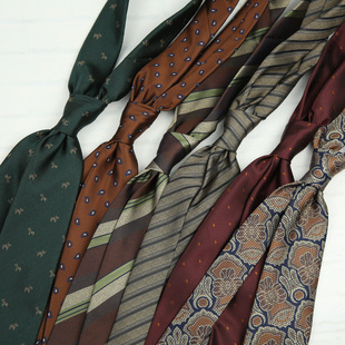 Men's Formal Business Suit Wedding Hand-Tied Small Flower Pattern 8cm Tie Coffee Color Suit Wedding Accessories Stripes
