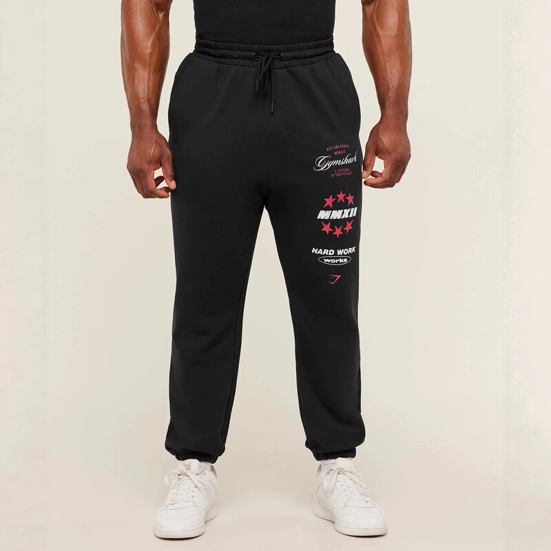 GYMSHARK Men's Sports Pants Jogger Gym Muscle Bodybuilding Casual Pants Cotton Printed Trousers