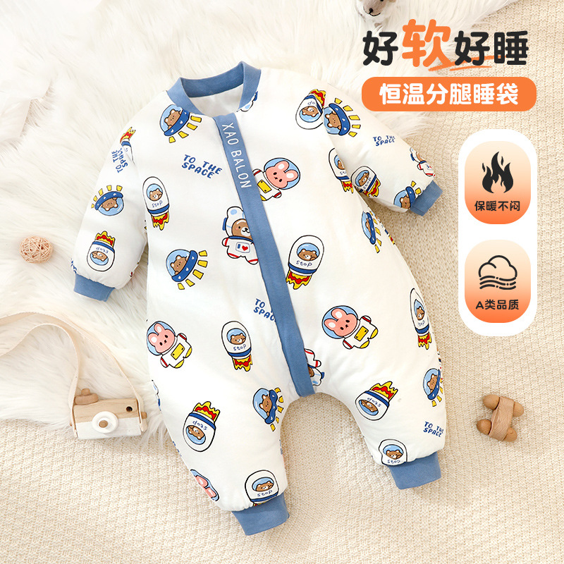 Baby Sleeping Bag Autumn and Winter Constant Temperature Warm Thickened Pajamas Newborn Kick-proof Artifact for Boys and Girls Baby Climbing Suit