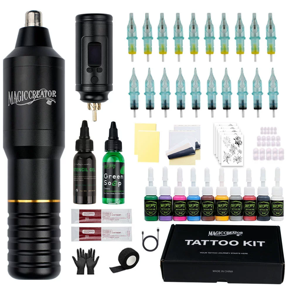 Набор для татуировки Dragon Artist Equipment: популярный полный комплект инструментов для татуировки, беспроводная машинка для татуировки с интегрированным мотором, ручка для татуировки.