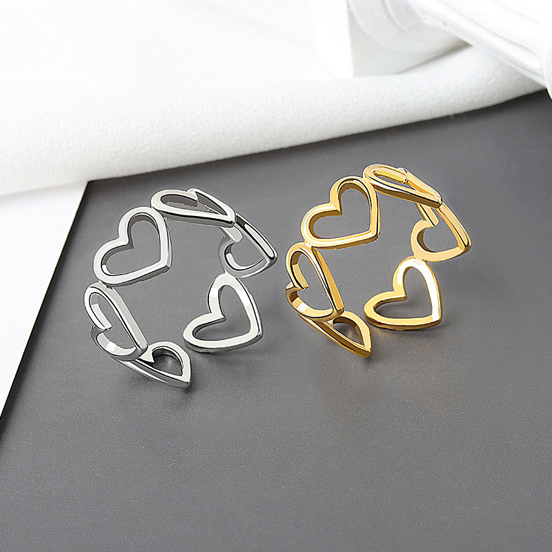 Korean Style New Hollow Love Stylish Opening Ring Women Ins Special-interest Design Trendy Unique Heart-shaped Ring display picture 1