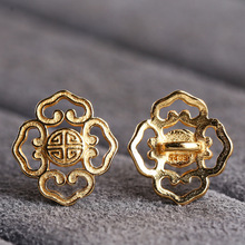 S925银 如意扣头银镀金古法金diy 吊坠挂件饰品配件